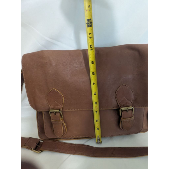 Boden Leather Messenger Crossbody Bag Brown Unisex - Picture 13 of 14